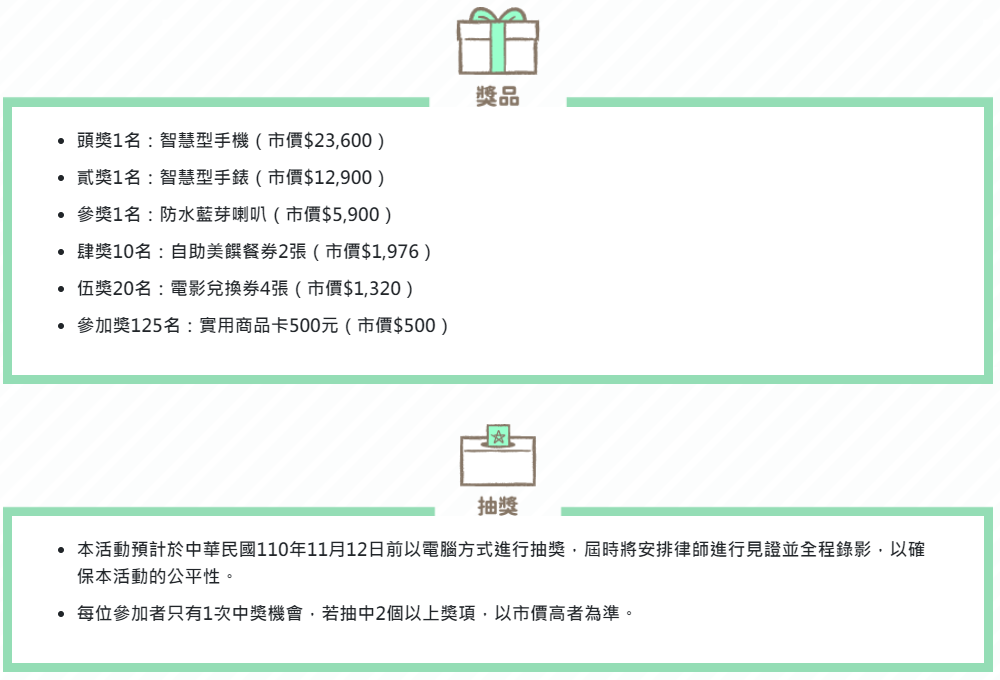 非國民中小學3~9年級在學學生，參加活動抽獎獎項