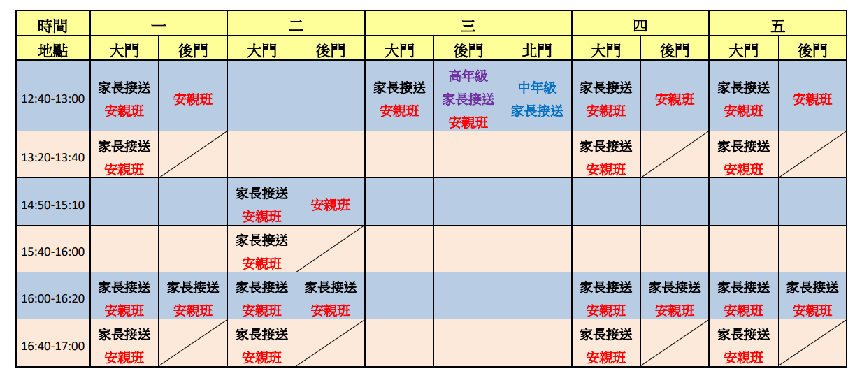 112學年度全校放學規劃 – 國立東華大學附設實驗國民小學